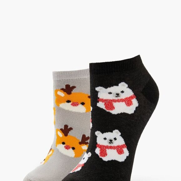 Pack of TWO Reindeer & Polar Bear Graphic Designed Ankle Socks - Picture 3 of 3